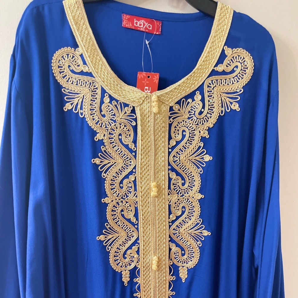 Embroidered royal blue kaftan